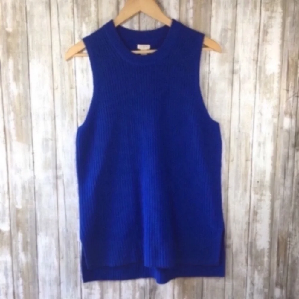 J.Crew NWT Merino Wool Blend Sweater Tank M Blue Sleeveless Knit Vest Ribbed